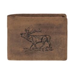 Greenburry Leder Portemonnaie Mit Hirsch Praegung Vintage Braun Rindleder